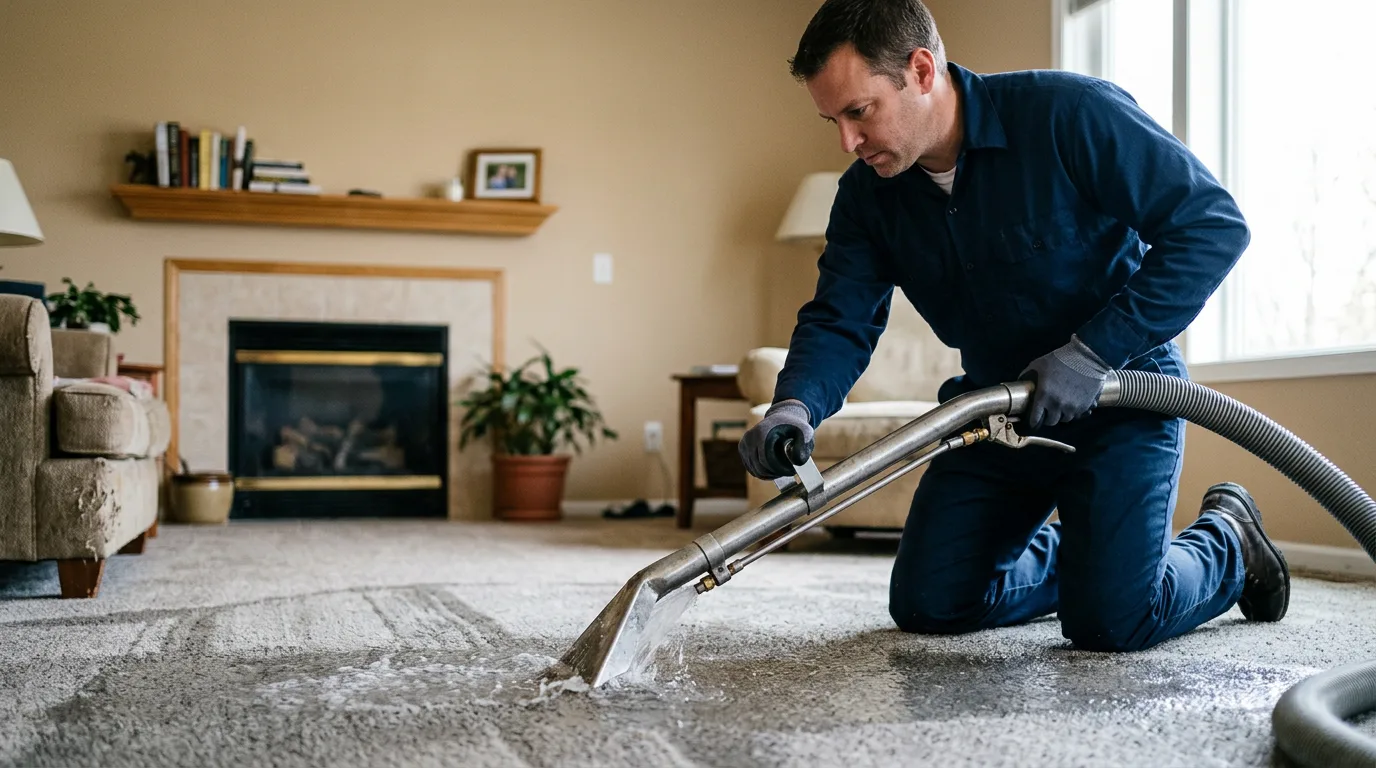 Water damage restoration technician working near Milan, MO